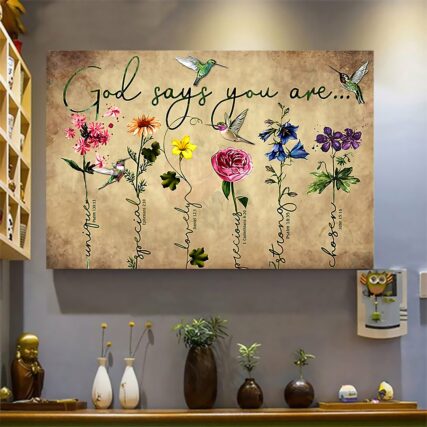 Hummingbird God Says You Are Hummingbird Floral - Horizontal Poster - Owl Ohh - Owl Ohh