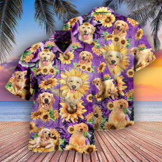 Golden Retriever Be A Sunflower Purple - Hawaiian Shirt - Owl Ohh - Owl Ohh