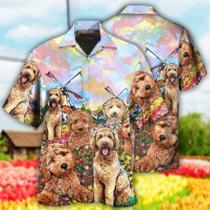 Goldendoodle Dog With Flowers - Hawaiian Shirt - Owl Ohh - Owl Ohh
