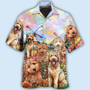 Goldendoodle Dog With Flowers - Hawaiian Shirt - Owl Ohh - Owl Ohh
