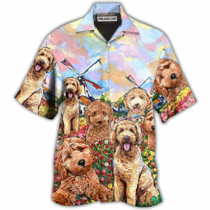 Goldendoodle Dog With Flowers - Hawaiian Shirt - Owl Ohh - Owl Ohh