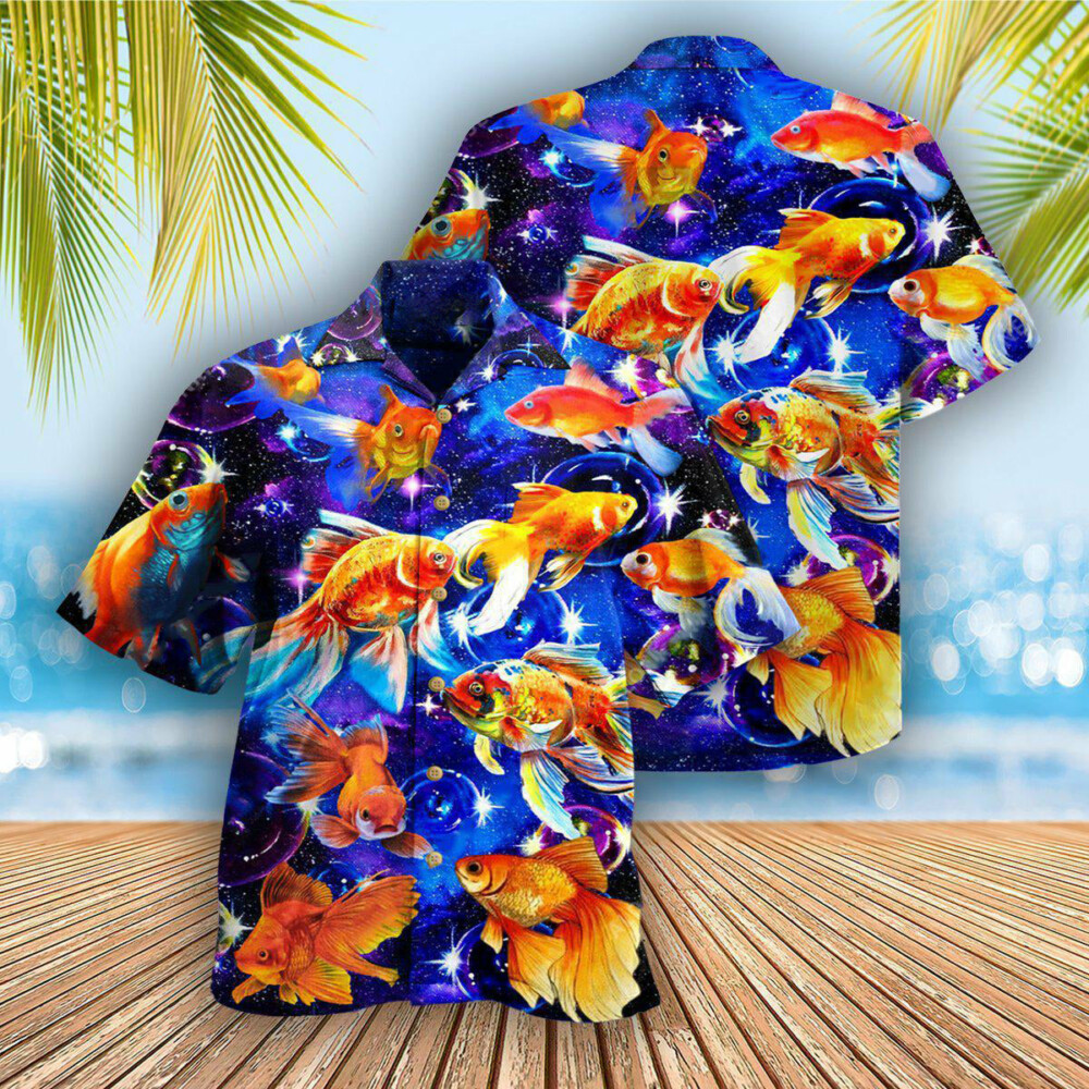 Fish Goldfish In The Galaxy - Hawaiian Shirt - Owl Ohh - Owl Ohh