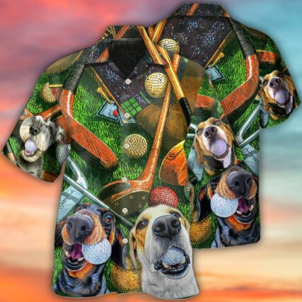 Golf Vintage Style Funny Dog - Hawaiian Shirt - Owl Ohh - Owl Ohh