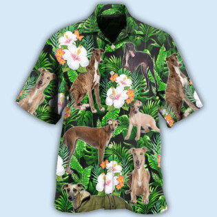 Greyhound Tropical Leaf Lover With Lovely Flower - Hawaiian Shirt - Owl Ohh - Owl Ohh