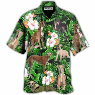 Greyhound Tropical Leaf Lover With Lovely Flower - Hawaiian Shirt - Owl Ohh - Owl Ohh