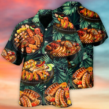 BBQ Grilled Tropical Leaf Style - Hawaiian Shirt - Owl Ohh - Owl Ohh