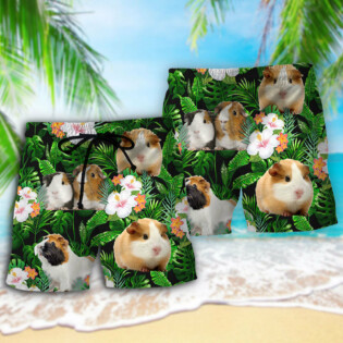 Guinea Pig Green Tropical Leaf - Beach Short - Owl Ohh - Owl Ohh