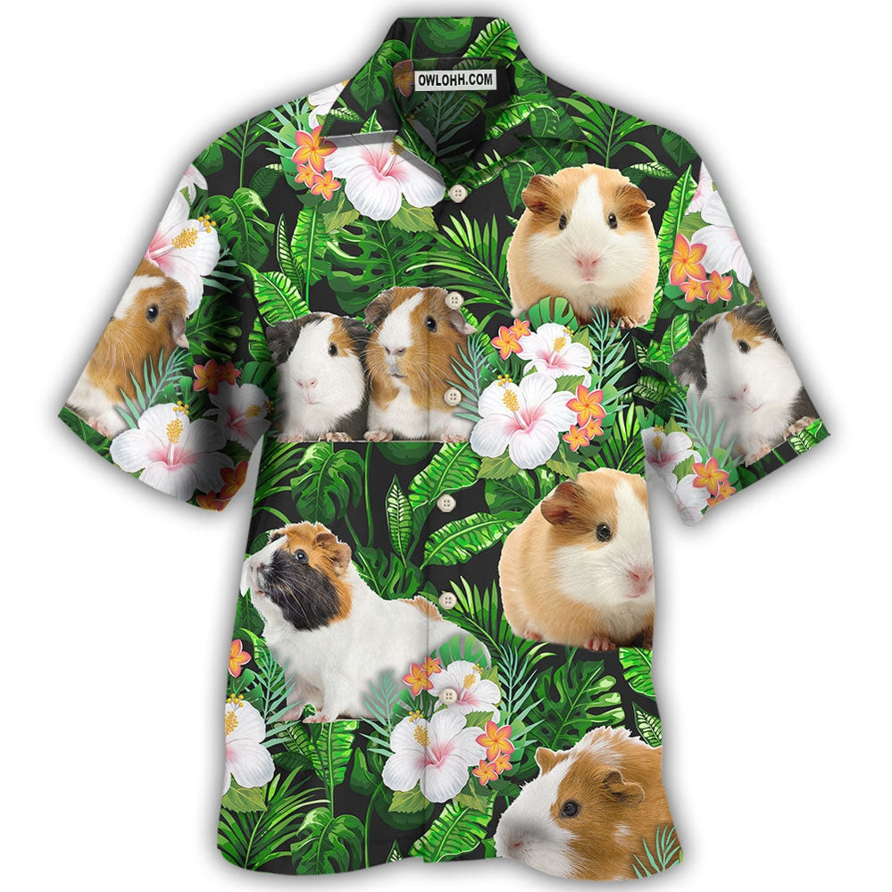Guinea Pig Green Tropical Leaf - Hawaiian Shirt - Owl Ohh for men and women, kids - Owl Ohh