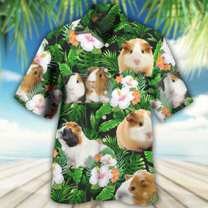Guinea Pig Green Tropical Leaf - Hawaiian Shirt - Owl Ohh for men and women, kids - Owl Ohh