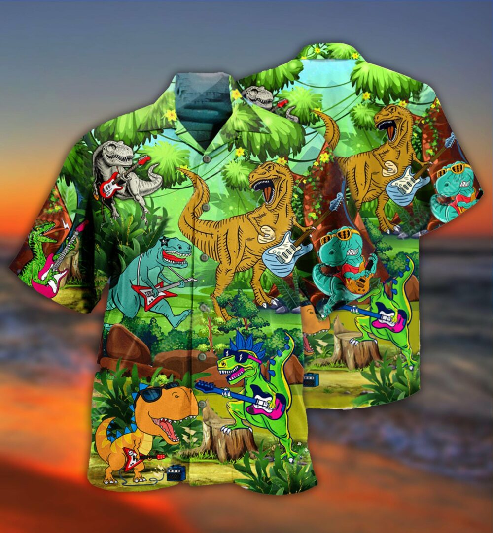 Guitar Dinosaur Play Guitar Like A Star - Hawaiian Shirt - Owl Ohh - Owl Ohh