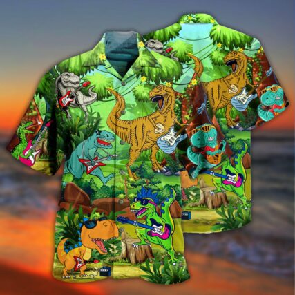 Guitar Dinosaur Play Guitar Like A Star - Hawaiian Shirt - Owl Ohh - Owl Ohh