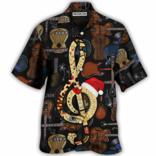 Guitar Happy Merry Christmas - Hawaiian Shirt - Owl Ohh - Owl Ohh