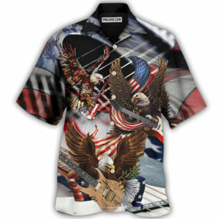 Guitar Independence Day Eagle - Hawaiian Shirt - Owl Ohh - Owl Ohh