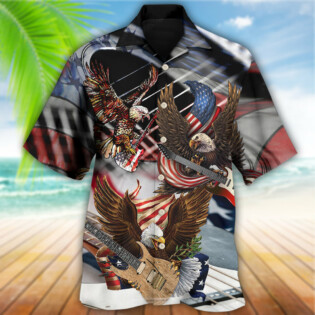 Guitar Independence Day Eagle - Hawaiian Shirt - Owl Ohh - Owl Ohh