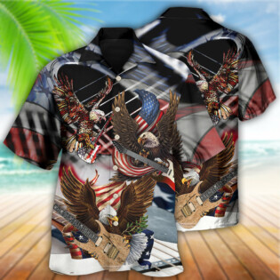 Guitar Independence Day Eagle - Hawaiian Shirt - Owl Ohh - Owl Ohh