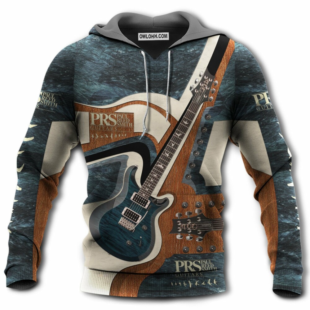 Guitar Metal And Wood Blue Style - Hoodie - Owl Ohh - Owl Ohh