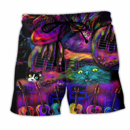 Guitar Music My Cats And I Play Guitars We Destroy Silent - Beach Short - Owl Ohh - Owl Ohh