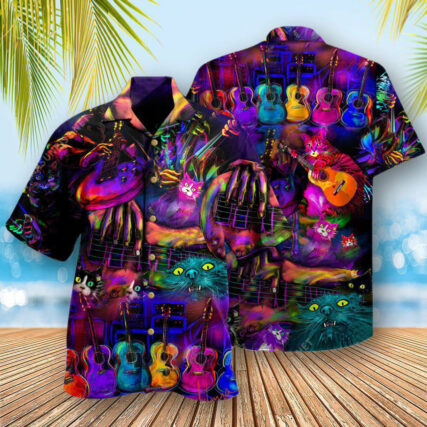 Guitar My Cats And I Play Guitars We Destroy Silent - Hawaiian Shirt - Owl Ohh - Owl Ohh