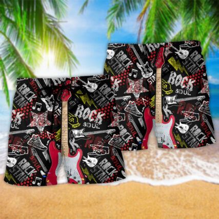 Guitar Rock Soul Merry Christmas Cool - Beach Short - Owl Ohh - Owl Ohh