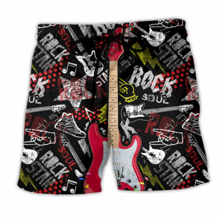Guitar Rock Soul Merry Christmas Cool - Beach Short - Owl Ohh - Owl Ohh