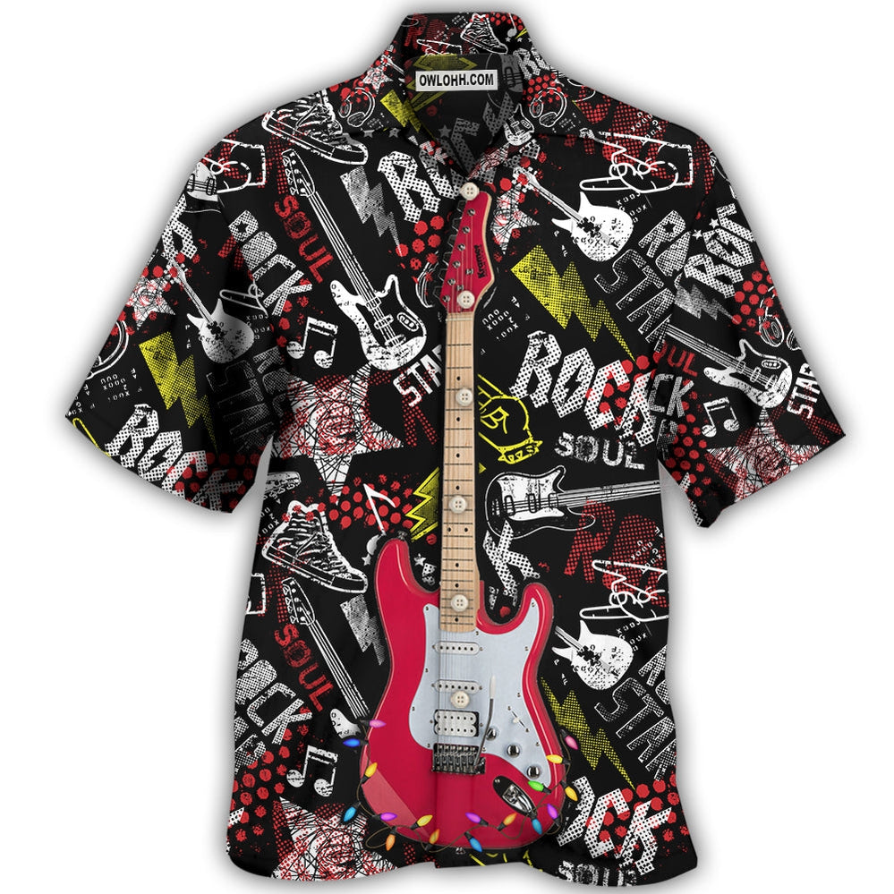 Guitar Rock Soul Merry Christmas Happy - Hawaiian Shirt - Owl Ohh for men and women, kids - Owl Ohh