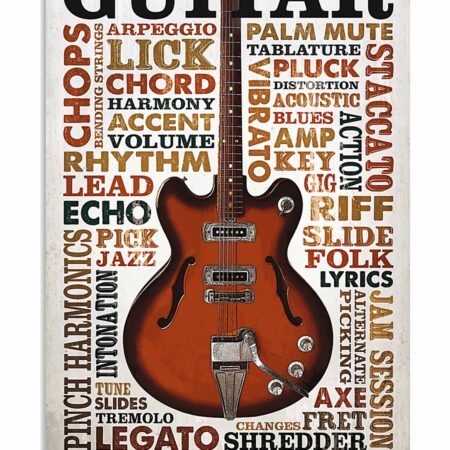 Guitar Words With Classic Style - Vertical Poster - Owl Ohh - Owl Ohh