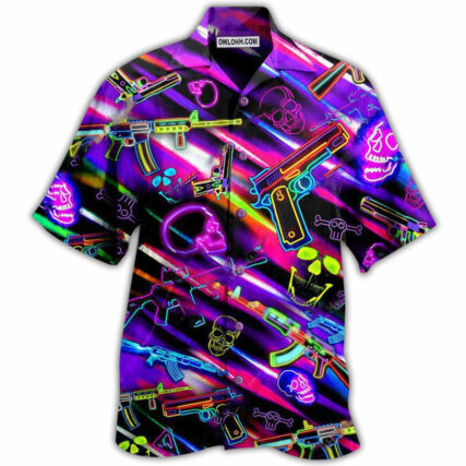 Gun Real Men Don't Retreat They Reloads Neon Style - Hawaiian Shirt - Owl Ohh - Owl Ohh