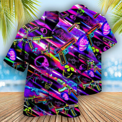 Gun Real Men Don't Retreat They Reloads Neon Style - Hawaiian Shirt - Owl Ohh - Owl Ohh