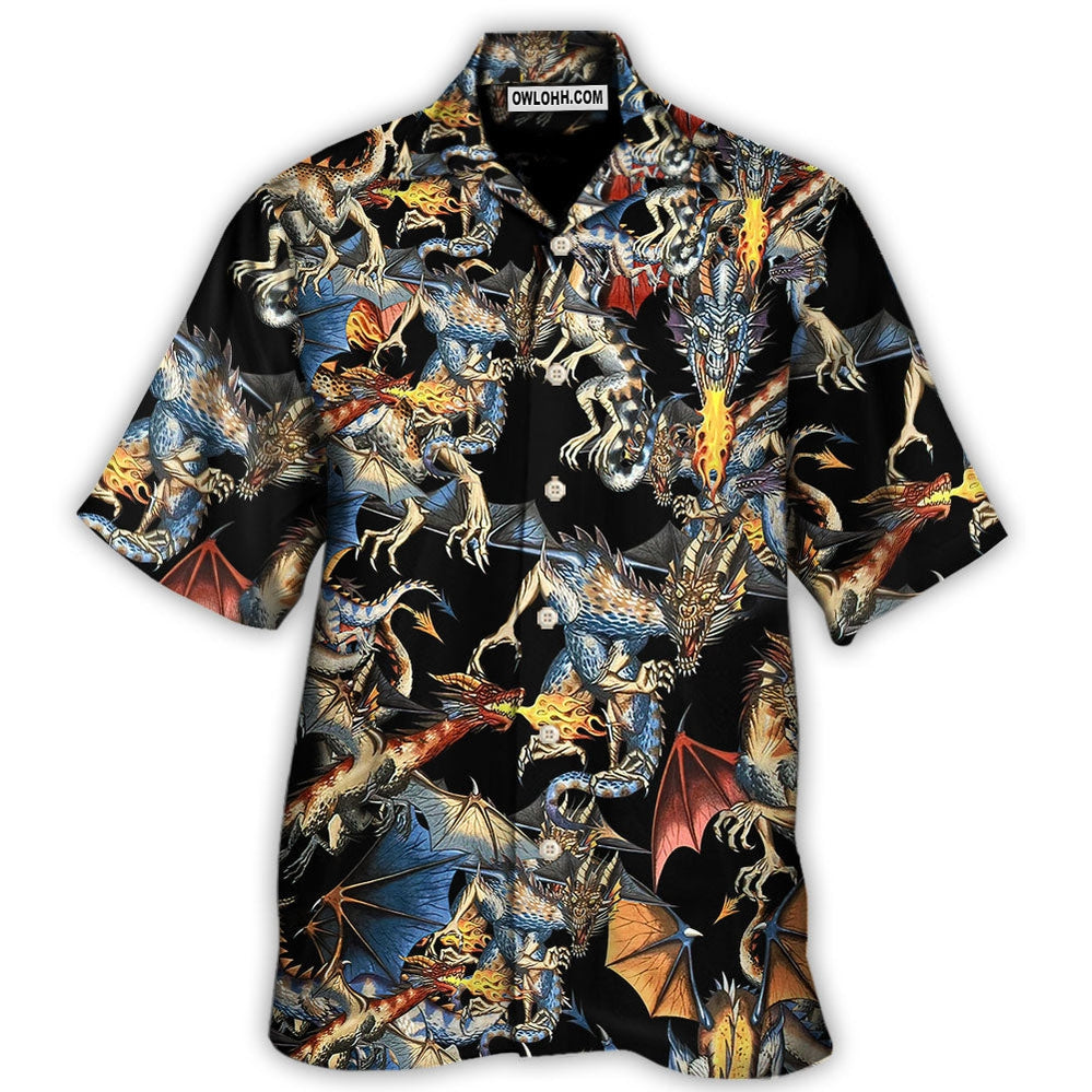 DnD Dragon Breathing Fire Awesome - Hawaiian Shirt - Owl Ohh - Owl Ohh