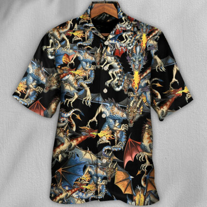 DnD Dragon Breathing Fire Awesome - Hawaiian Shirt - Owl Ohh - Owl Ohh