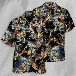 DnD Dragon Breathing Fire Awesome - Hawaiian Shirt - Owl Ohh - Owl Ohh