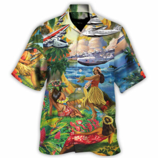 Airplane Love Hawaii Forever Happy Summer - Hawaiian Shirt - Owl Ohh-Owl Ohh