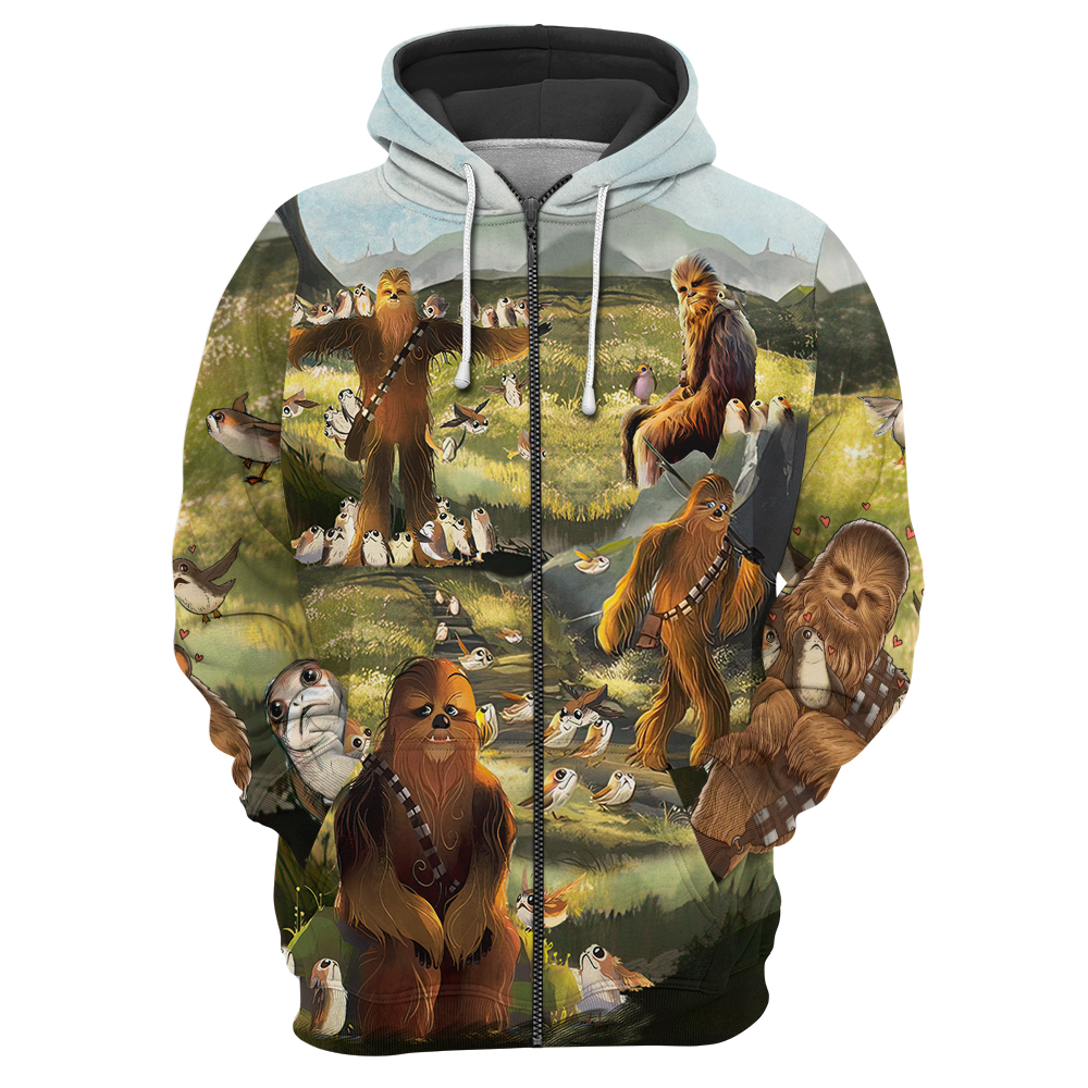 Star Wars The Last Jedi Chewbacca & Porgs - Hoodie