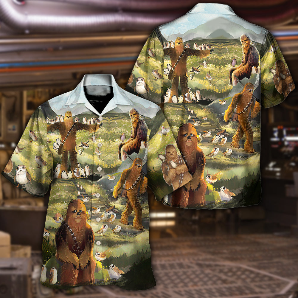 Star Wars The Last Jedi Chewbacca & Porgs - Hawaiian Shirt