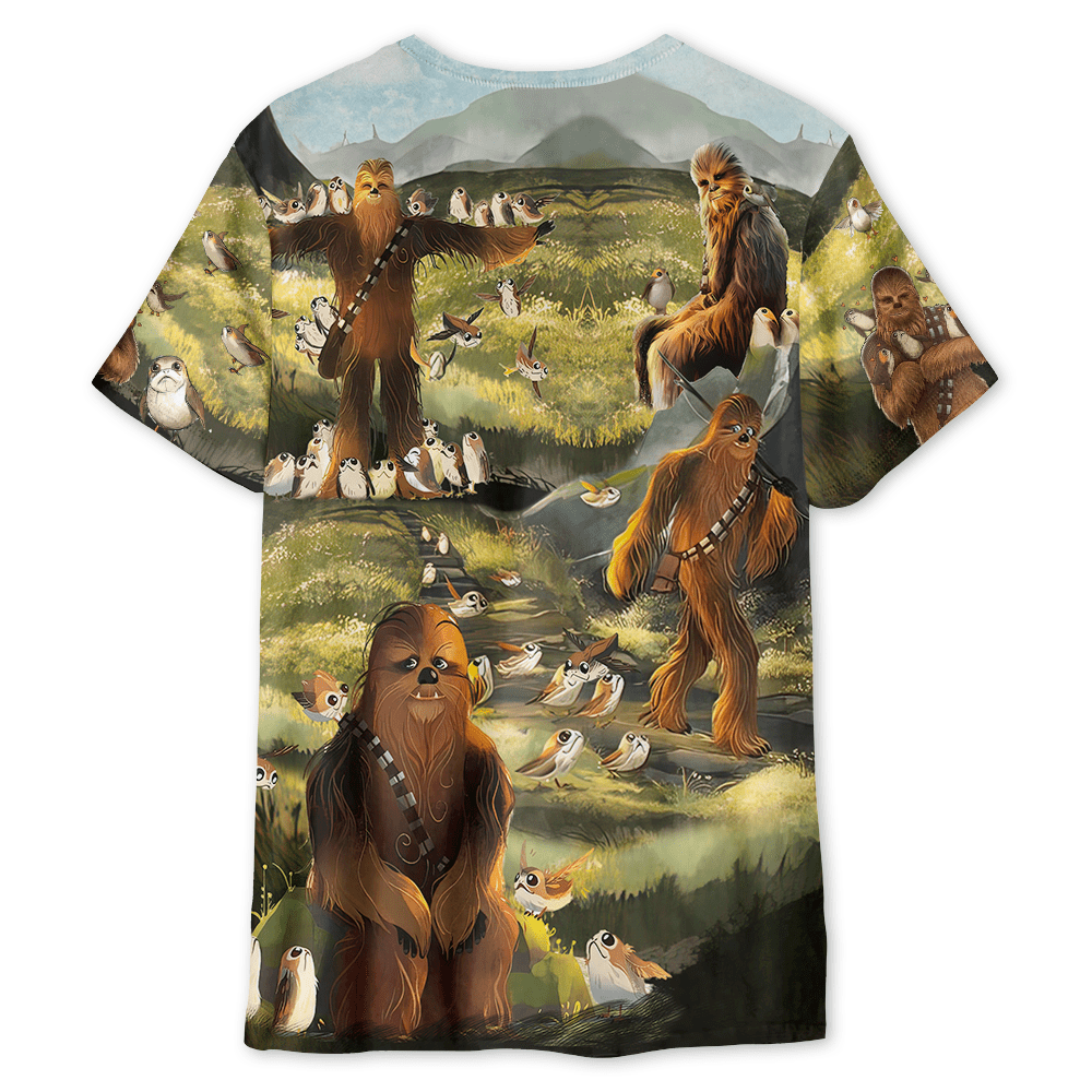 Star Wars The Last Jedi Chewbacca & Porgs - Unisex 3D T-shirt