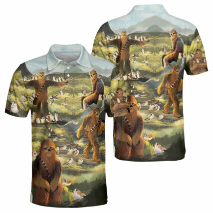 Star Wars The Last Jedi Chewbacca & Porgs - Polo Shirt