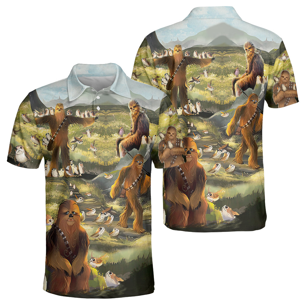 Star Wars The Last Jedi Chewbacca & Porgs - Polo Shirt