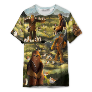 Star Wars The Last Jedi Chewbacca & Porgs - Unisex 3D T-shirt