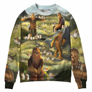 Star Wars The Last Jedi Chewbacca & Porgs - Sweater