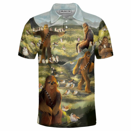 Star Wars The Last Jedi Chewbacca & Porgs - Polo Shirt