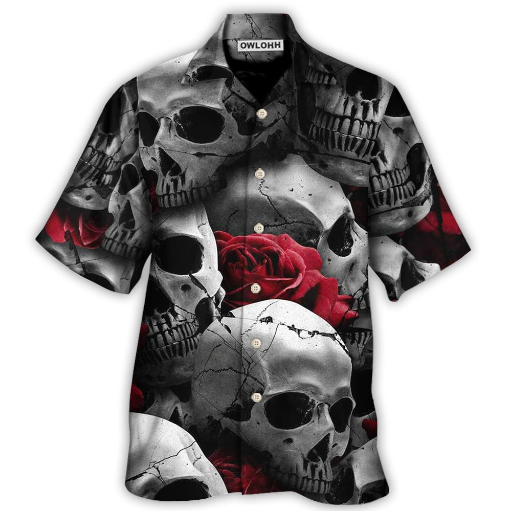 Skull Death Love Rose - Hawaiian Shirt - Owl Ohh for men and women, kids - Owl Ohh