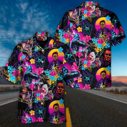 Halloween All Horror Movie Retro Tropical Style - Hawaiian Shirt - Owl Ohh-Owl Ohh