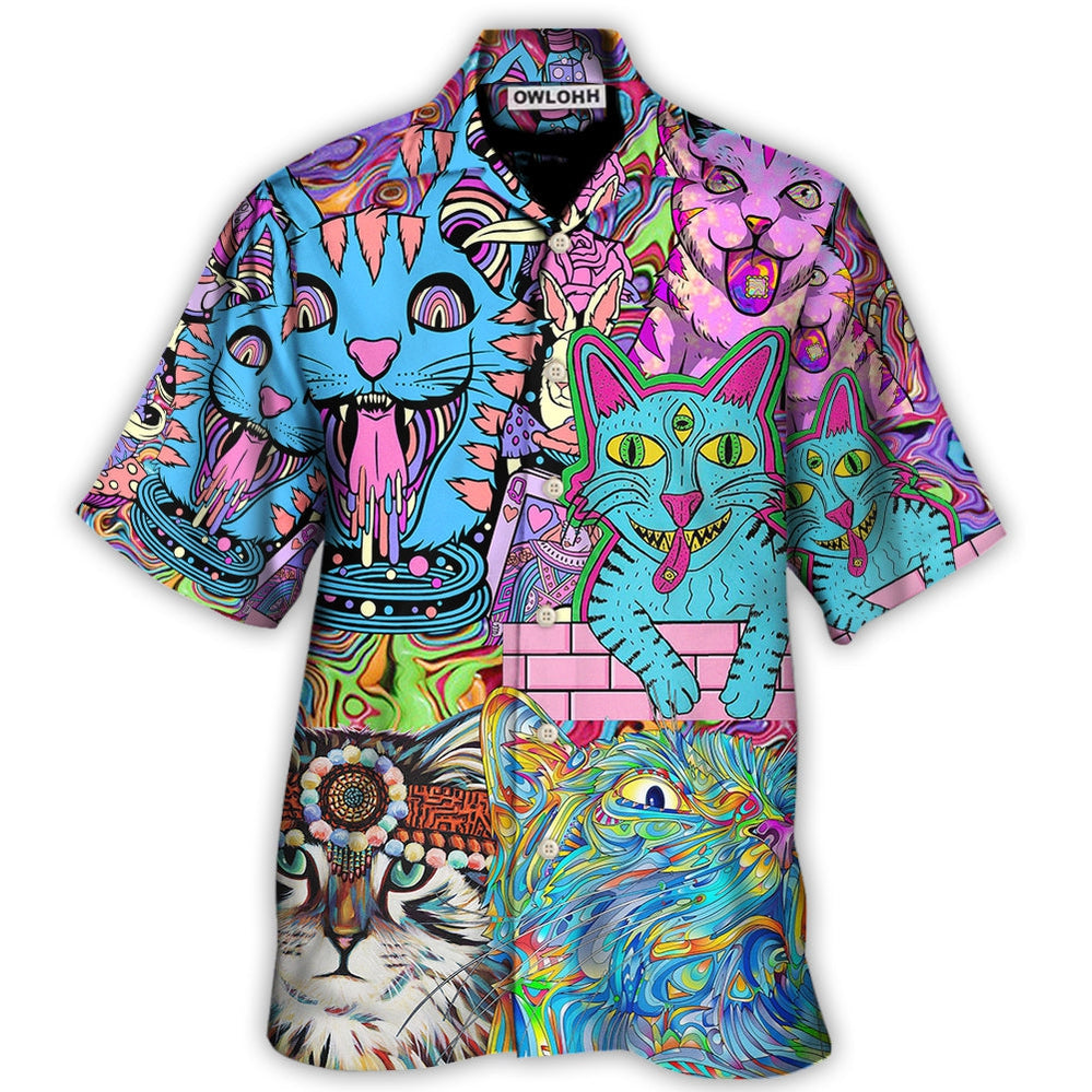 Hippie Cat Wonderful World - Hawaiian Shirt - Owl Ohh for men and women, kids - Owl Ohh