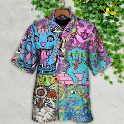Hippie Cat Wonderful World - Hawaiian Shirt - Owl Ohh for men and women, kids - Owl Ohh