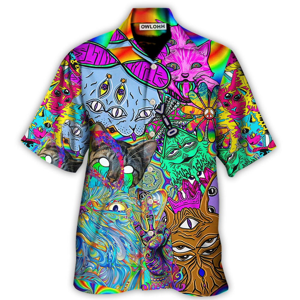 Hippie Cat Break My Mind - Hawaiian Shirt - Owl Ohh for men and women, kids - Owl Ohh