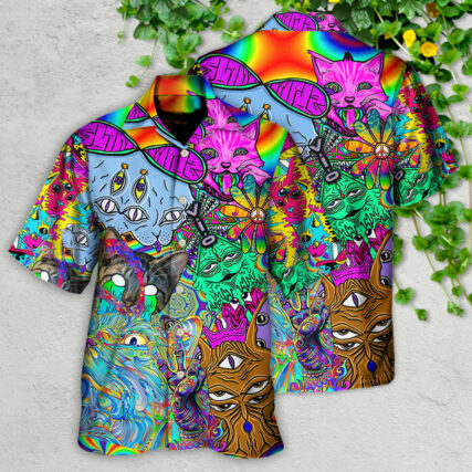 Hippie Cat Break My Mind - Hawaiian Shirt - Owl Ohh for men and women, kids - Owl Ohh