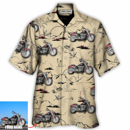 Motorcycle Desert Catus Mountain Flower Custom Photo - Hawaiian Shirt - Owl Ohh - Owl Ohh