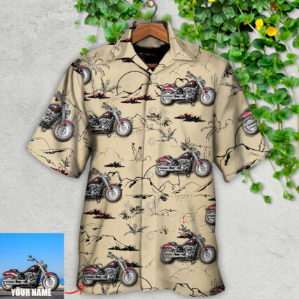 Motorcycle Desert Catus Mountain Flower Custom Photo - Hawaiian Shirt - Owl Ohh - Owl Ohh
