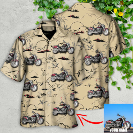 Motorcycle Desert Catus Mountain Flower Custom Photo - Hawaiian Shirt - Owl Ohh - Owl Ohh