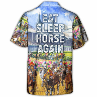 Horseback Riding Eat Sleep Horse Again - Hawaiian Shirt - Owl Ohh-Owl Ohh